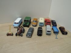Dinky Playworn Die-casts, including 192 Range Rover, 168 Four Berth Caravan, 186 Mercedes Benz