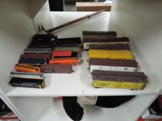 Plastic kit built HO Scale American Tankers and Wagons, (17) along with G Scale Hand Made Wagons