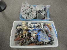 Loose Lego, Star Wars part built models including Hoth Echo Base, Wookie Gunship, Jabba's Sail