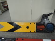 BR Distance Signal Arm in yellow and black with blue glass and orange Perspex lenses, having been