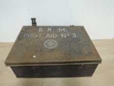 BR (M) Metal First Aid Box, The St Johns Ambulance Association 25cm x 35cm, height 13cm, part filled