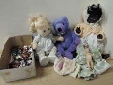 Mixed Vintage Dolls and Bears with Britains and Similar Lead Figures, English Made celluliod Black