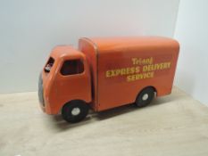 Tri-ang Tin Plate Express Delivery Service Van, in red with yellow lettering, black tyres, length
