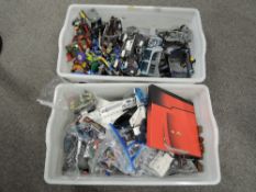 Loose Lego, Marvel inc Avengers part built models including Stark Jet, Quinjet, Captain America Vs