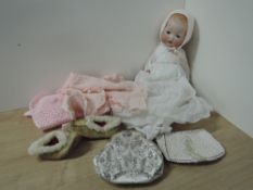 Armand Marseille Bisque Headed Doll, early 20th century having sleep blue eyes, open mouth,