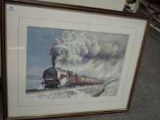 C D Holland, Gouache Painting, Northbound On Shap, BR Loco Loco & Tender 46229 with ten carriages,