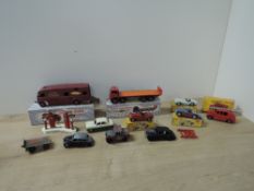 Dinky Toys Die-casts, 981 Horse Box, paint loss to sides and roof, original box having repairs,
