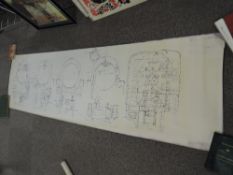 Canadian Pacific 4-4-4 Loco Drawings, 1, end elevation, 2, longitudinal section, (2), both rolled