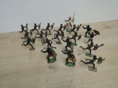 Early Britains Lead Tribal Figures with Fighting Weapons and Shields with movable arm, Copyright