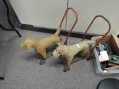 Tri-ang plush push along Dogs on metal frames (2)