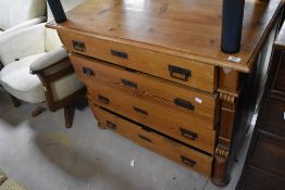 A 19th Century continental style pine chest of four long drawers, width approx. 105cm