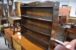 A vintage dark stained bookshelf, width approx. 91cm
