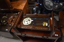 A late 19th or early 20th Century mahogany cased Vienna style wall clock, height approx. 100cm