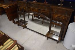 A Victorian stained frame Aesthetic style mirror back sideboard, width approx. 169cm