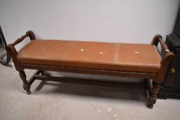 A Victorian duet stool, width approx. 136cm