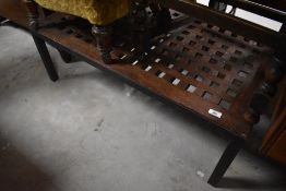 A hardwood and metal frame luggage rack, approx. dimensions W99 D55 H34cm