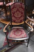 A late 19th or early 20th mahogany framed armchair