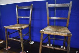 A pair of 19th Century rush seated chairs
