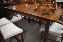 A nice quality oak dining chair having chunky square legs with exposed joints, approx. 183 x 112cm