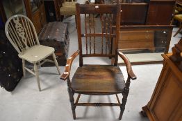 A Victorian stained frame carver chair , having bamboo style turned spindle backs, width approx.