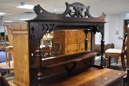 A Victorian mahogany mirror back sideboard, width approx. 136cm
