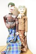 Two Indonesian handcrafted Wayang (puppets), largest 55cm, Wayang puppets have been a part of