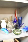 A quantity of studio glass, to include a Caithness glass vase, a smoked glass vase of oval form, a