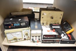 A selection of assorted measuring instruments including a Leader LSG-17 wide band signal