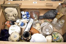 An Aynsley 'Cottage Garden' hexagonal ginger jar and cheese knife, a Wedgwood 'Angela' shell