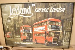 A framed Leyland advertising poster