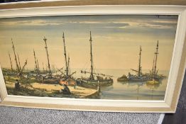 A vintage framed seascape print on board 115cm x 64cm