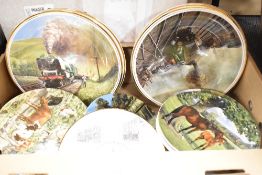 A large quantity of display plates including Edwardian China Railway themed plates celebrating '