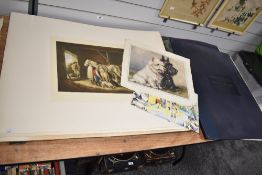 A selection of mounted vintage prints contained within a portfolio case sold with two Modern Masters