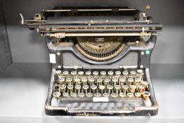 An early 20th-century American Underwood typewriter, thought to be model number 5, marked to