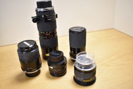 An assortment of Tamron lenses - Tamron SP 90mm f2.5, Tamron 80-250mm f3.8-4.5, Tamron CF Tele Macro