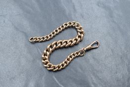 A 9ct rose gold graduated curb link bracelet, having a dog clip clasp, 19.5cm, all links marked