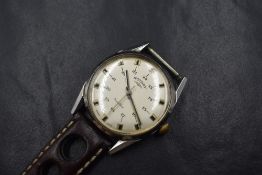 A vintage Rotary Incabloc 24 hour dial wristwatch, the champagne dial having baton and Arabic