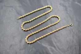 A 9ct gold rope link chain, marked 375, 46cm, 4.3g