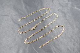 A 9ct gold figaro link chain, marked 375, 51cm, 2.8g
