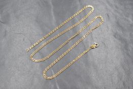 A 9ct gold double curb link chain of delicate form with solder to clasp, approximately 20' & 2g