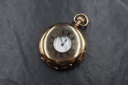 A 9ct rose gold Half Hunter side wound pocket watch of slim form by Zenith, movement no; 28486606,