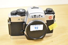 Leica R7 35mm SLR camera. Lens mount: Leica R. Produced in 1996, made in Germany.