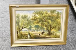 A 19th-century Copeland plaque, painted and signed by William Yale, featuring a light pastoral scene
