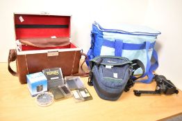 Assortment of camera accessories including, Cokin filters and filter holder, macro convertor,