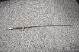An early to mid 20th-century English fencing foil, marked Made in England to handle, 98cm.