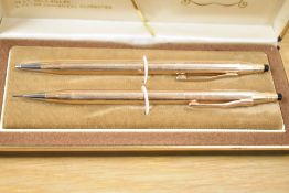 A vintage Cross Classic Century 14k gold-filled pen and pencil set, presented in its original box,