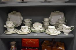 A 20th-century Royal Paragon fine bone china Orleans pattern tea set, to include two plates,