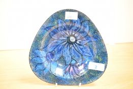 A mid 20th-century French Emaux Duban Et Christel Limoges enamel dish, of a rounded triangular-