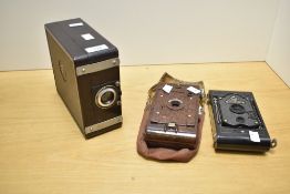 Two folding bakelite cameras, Rajar No.6 and a Kodak Hawkette No.2. Sold alongside a Fafix