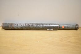 An interesting Victorian turned and painted truncheon, marked VR 1st Poynton & Worth 38cm some age